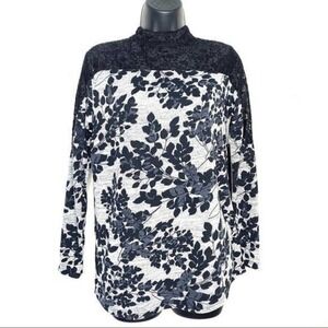 Always Indigo Long Sleeve Lace Top NWT Small